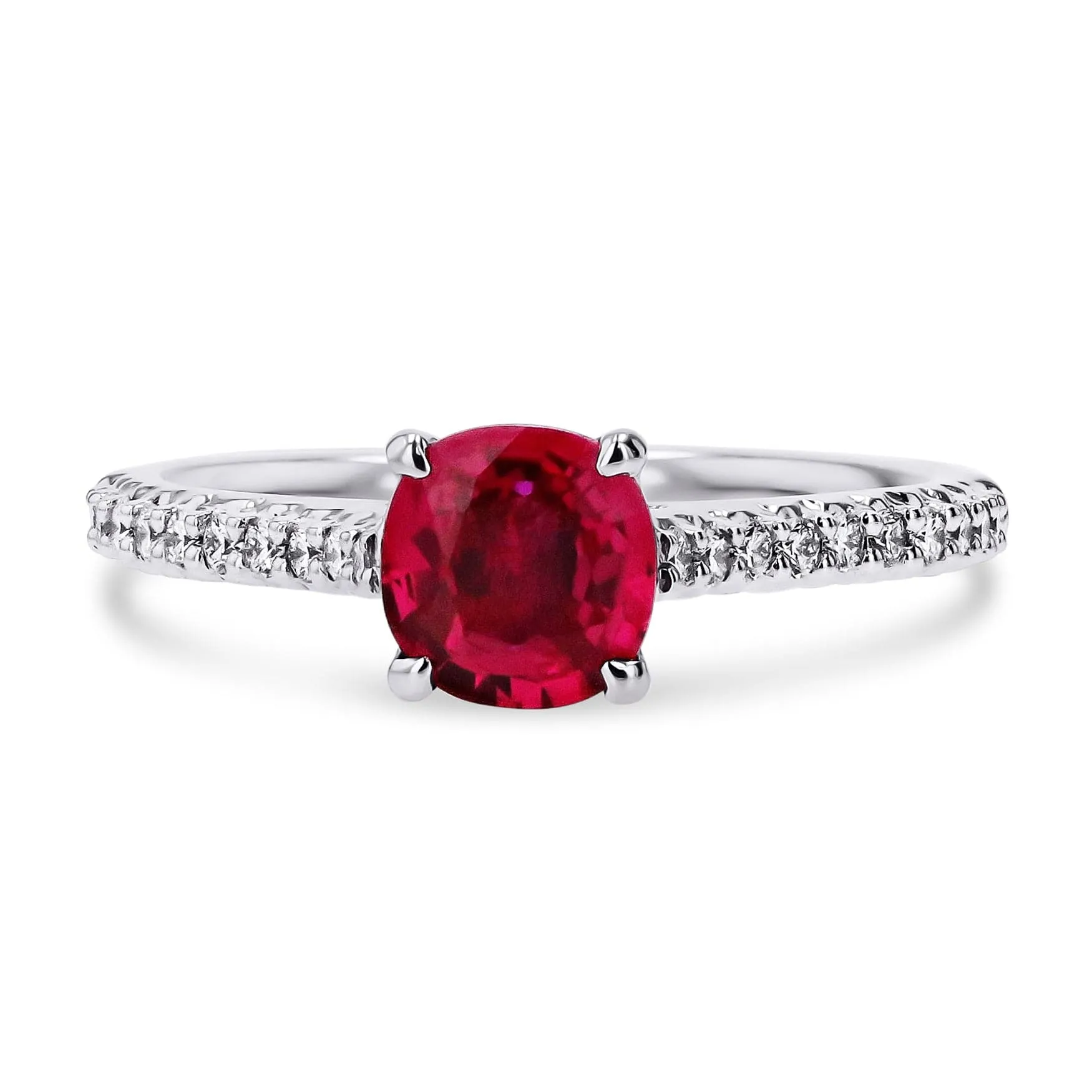 Platinum Ruby & Diamond Gemstone Ring