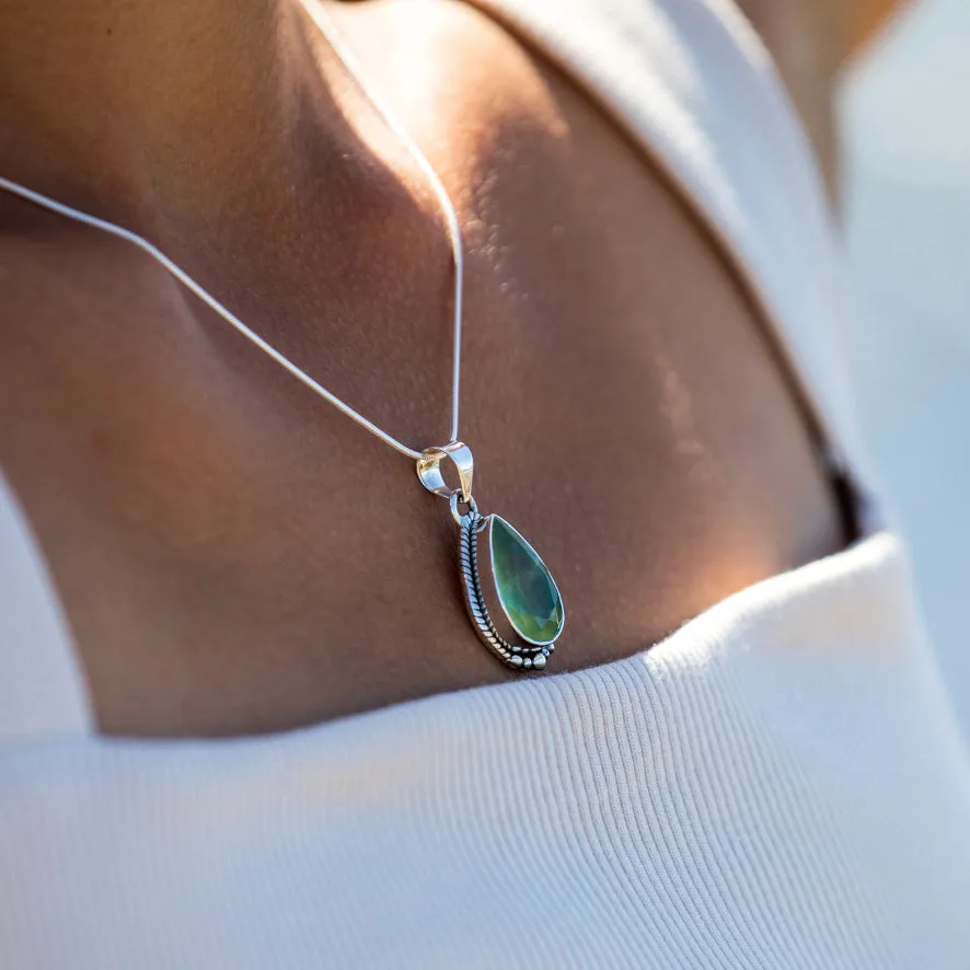 Prehnite Teardrop Pendant - Astrid