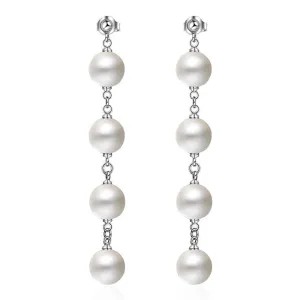 Quadruplet Pearl For Her White Gold Layered Drop Earrings