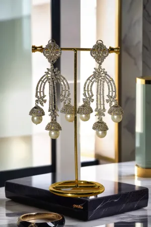 Raina- Luxe Rhodium Plated Pearl Drop Earrings