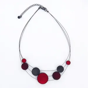 RED 3 STRAND DISK NECKLACE