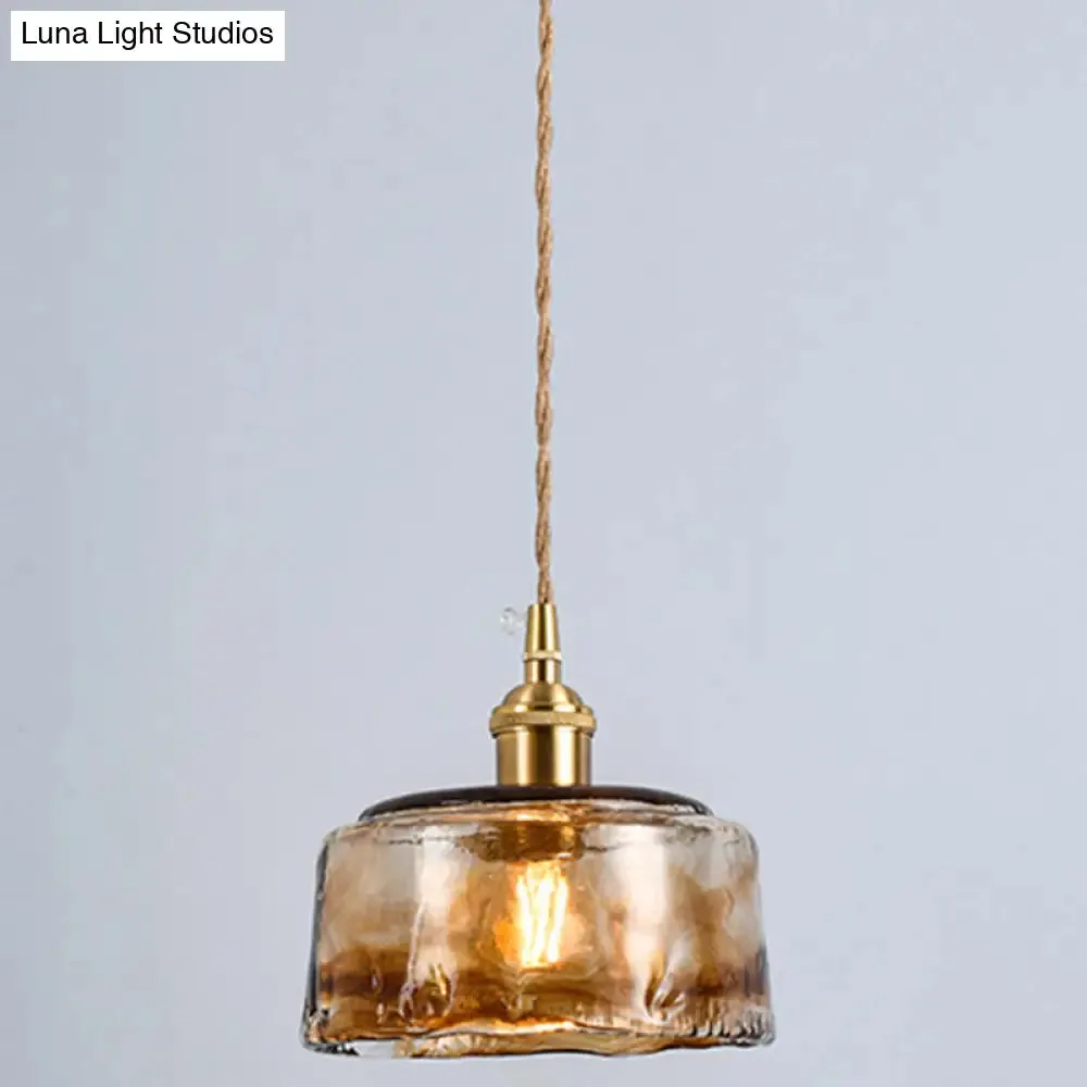 Retro Industrial Amber Alabaster Glass Pendant Lamp - Elegant Lighting for Living Room