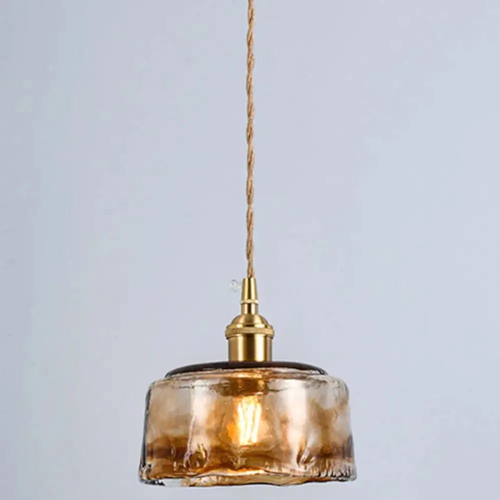 Retro Industrial Amber Alabaster Glass Pendant Lamp - Elegant Lighting for Living Room