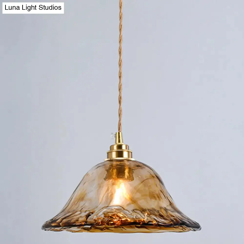 Retro Industrial Amber Alabaster Glass Pendant Lamp - Elegant Lighting for Living Room