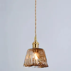 Retro Industrial Amber Alabaster Glass Pendant Lamp - Elegant Lighting for Living Room