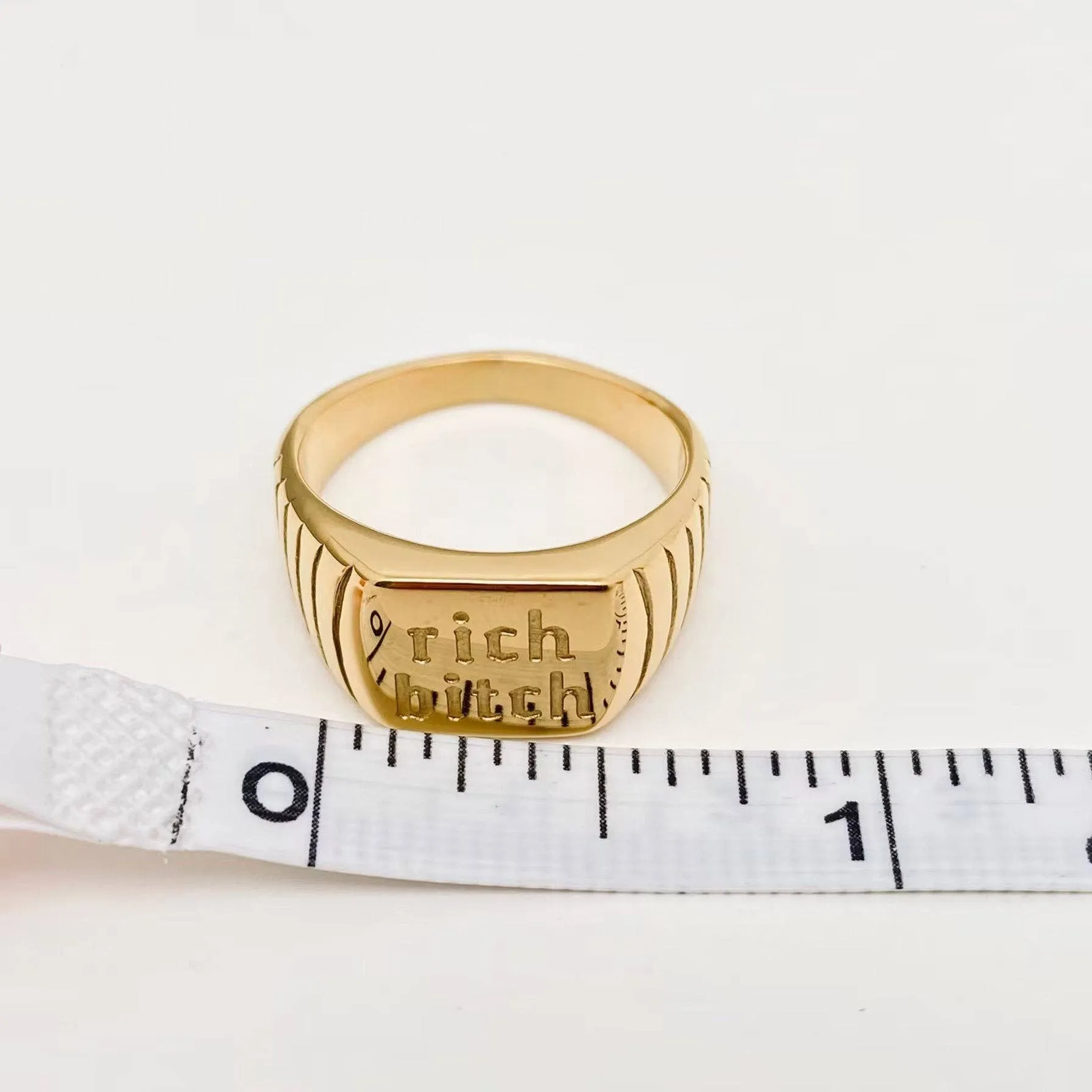 Rich Bitch 18K Gold Plated Stainless Steel Ring