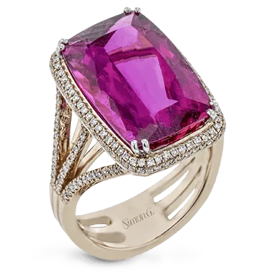 Ring In 18k Gold With Rubellite And Diamonds