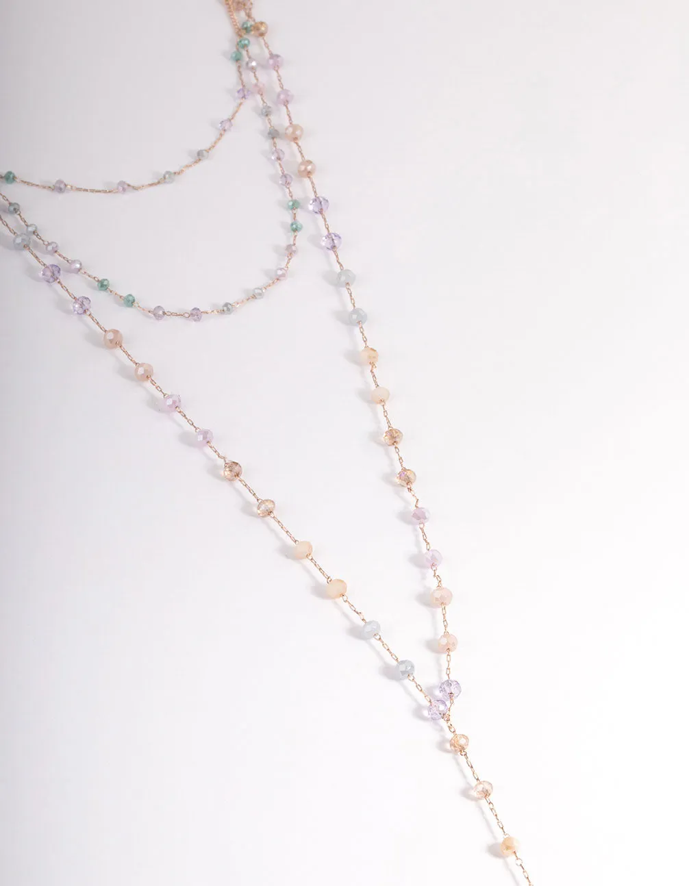 Rose Gold Mixed Bead Three Row Necklace