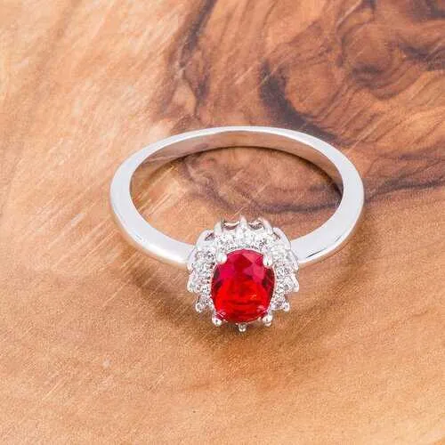 Ruby Red CZ Petite Oval Ring