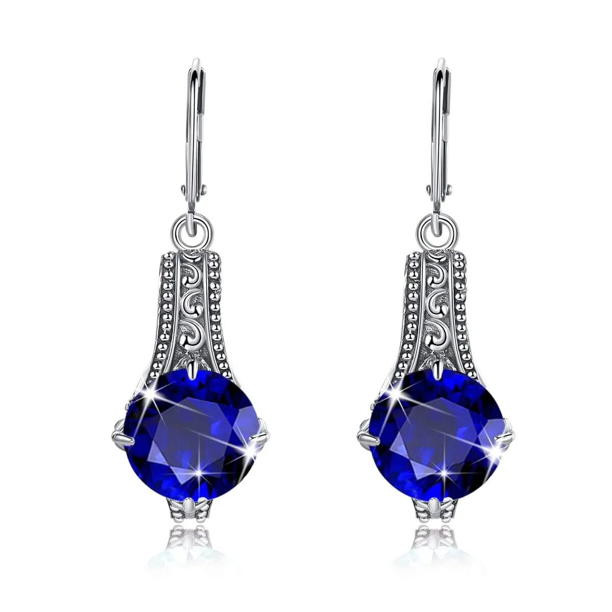 Sapphire, Blue Topaz, and Amethyst 925 Sterling Silver Drop Earrings