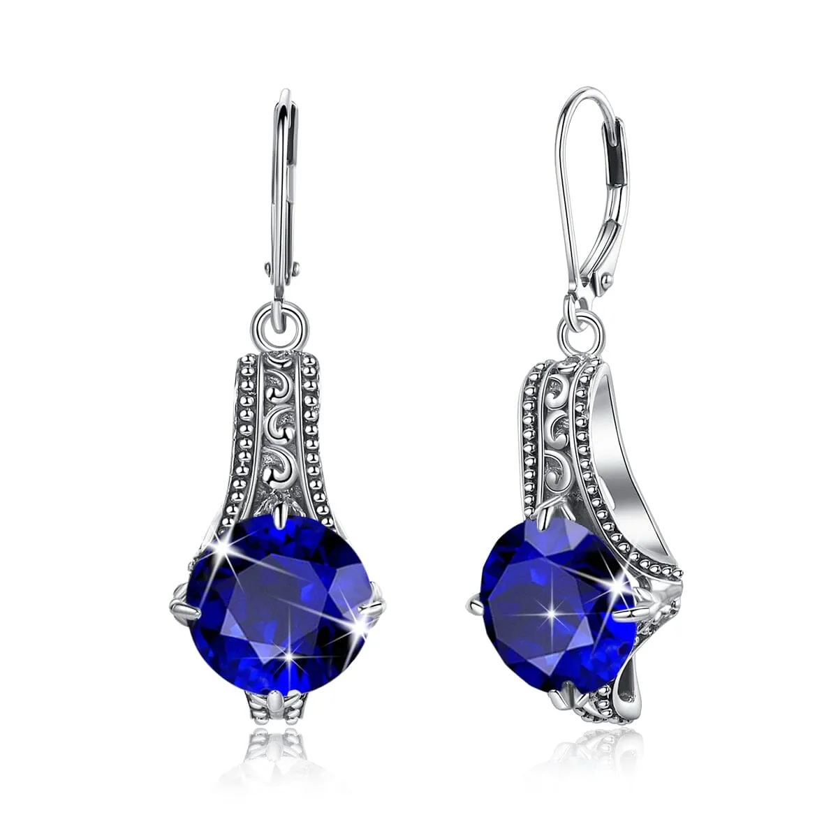 Sapphire, Blue Topaz, and Amethyst 925 Sterling Silver Drop Earrings