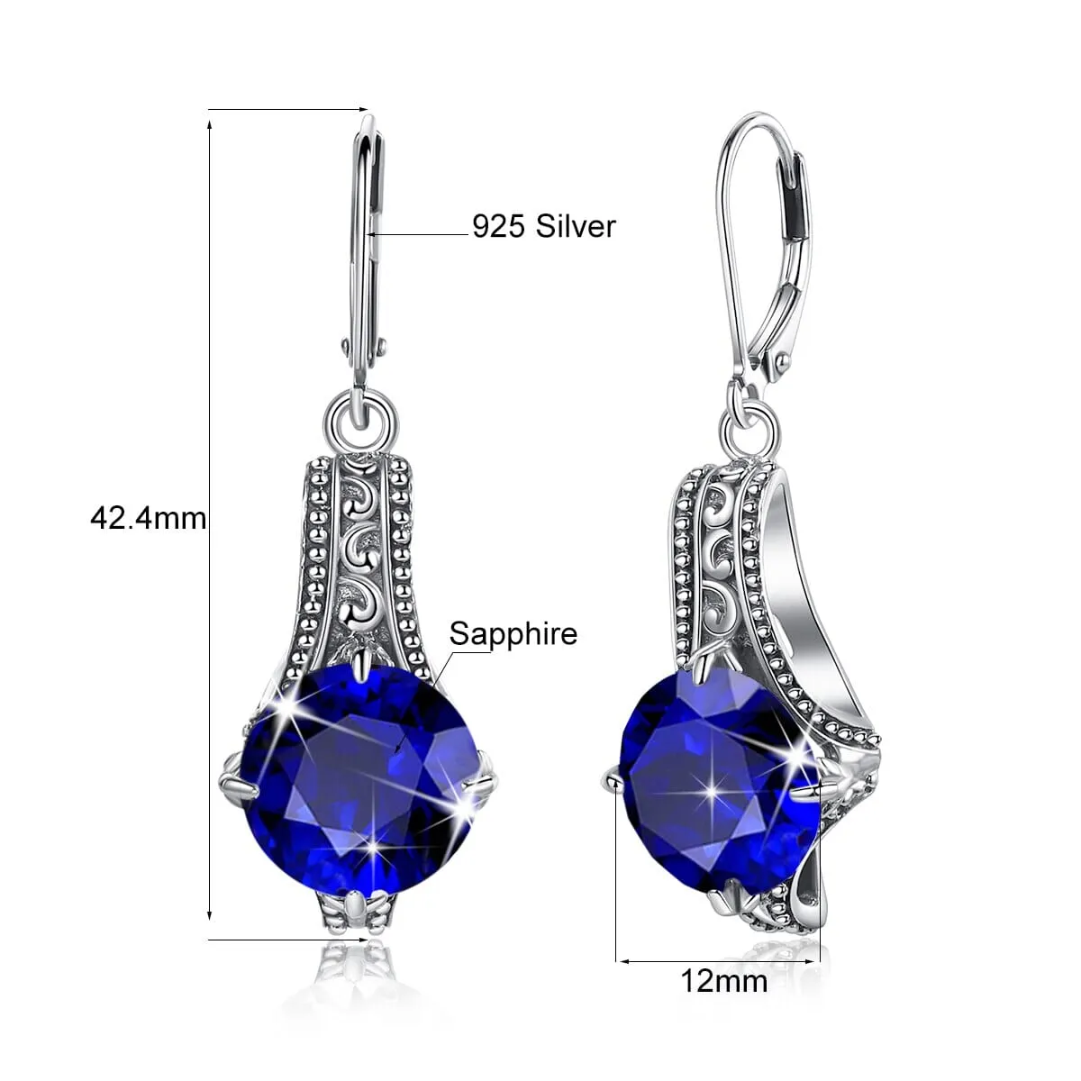 Sapphire, Blue Topaz, and Amethyst 925 Sterling Silver Drop Earrings