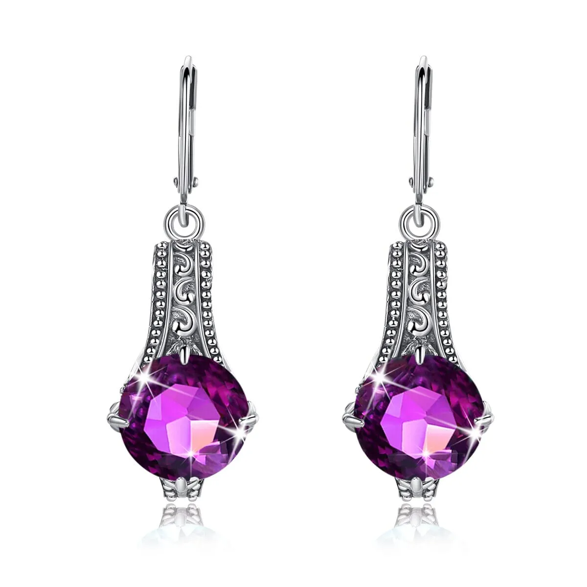 Sapphire, Blue Topaz, and Amethyst 925 Sterling Silver Drop Earrings