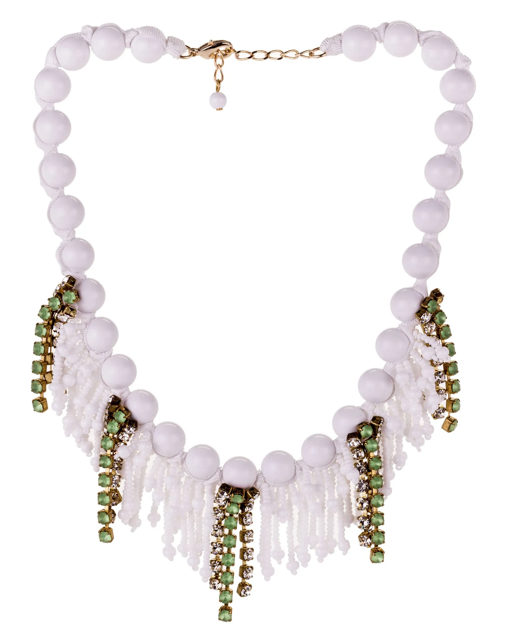 Sicilian Beaded and Green Crystal Necklace by A'BIDDIKKIA