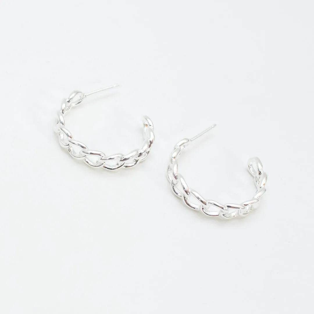 Silver Chain Link Hoops