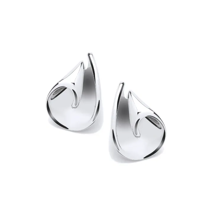 Silver Folding Chocolate Curl Earrings