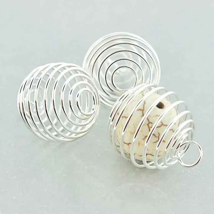 Silver Tone Bead Cages - 17mm x 14mm - 8 Pieces - FD811