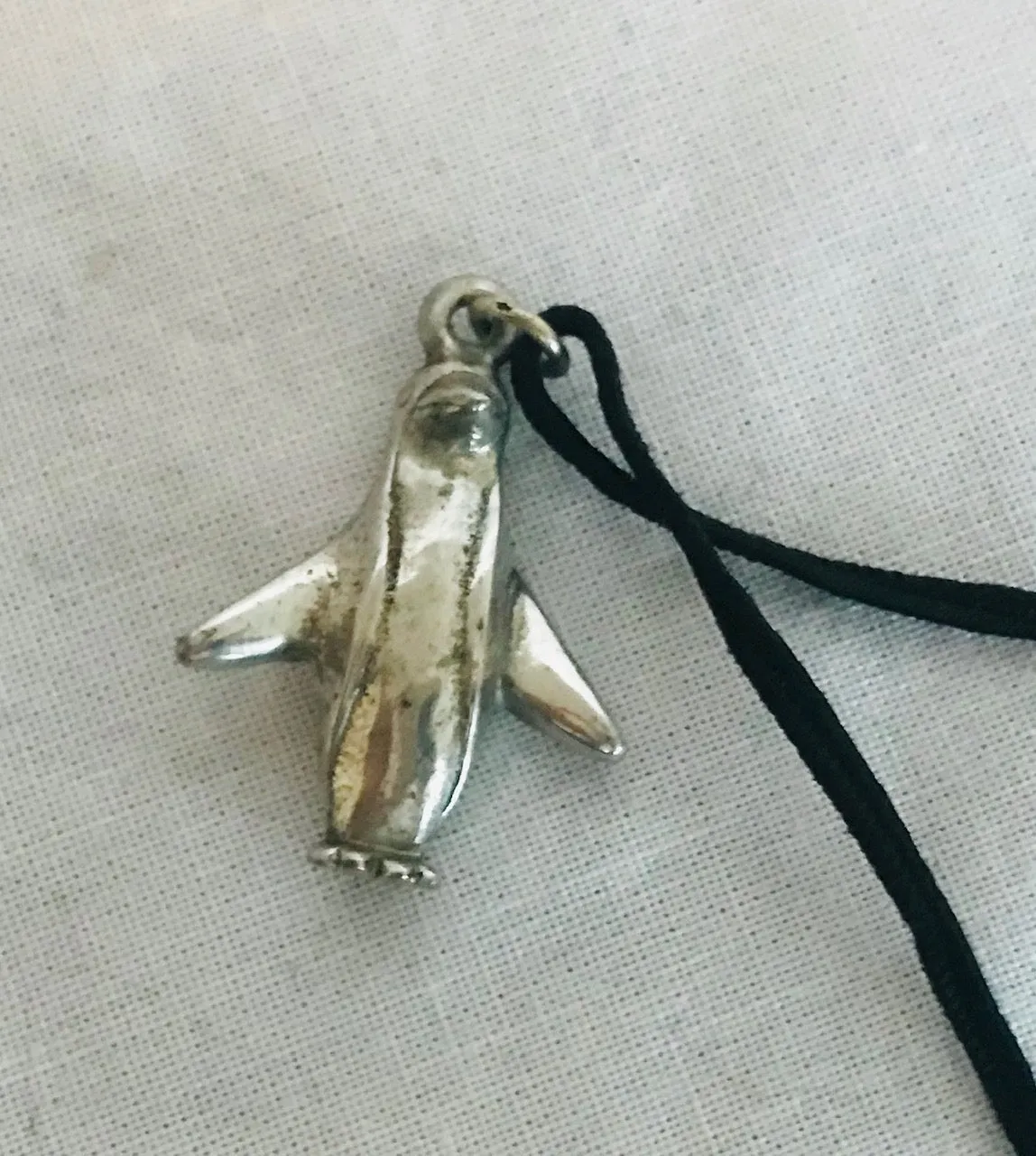 Silver Wings Out Penguin Pendant (1" Tall)