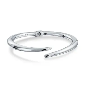 Simple Geometric Bypass Bangle Bracelet in Sterling Silver, Lightweight & Polished