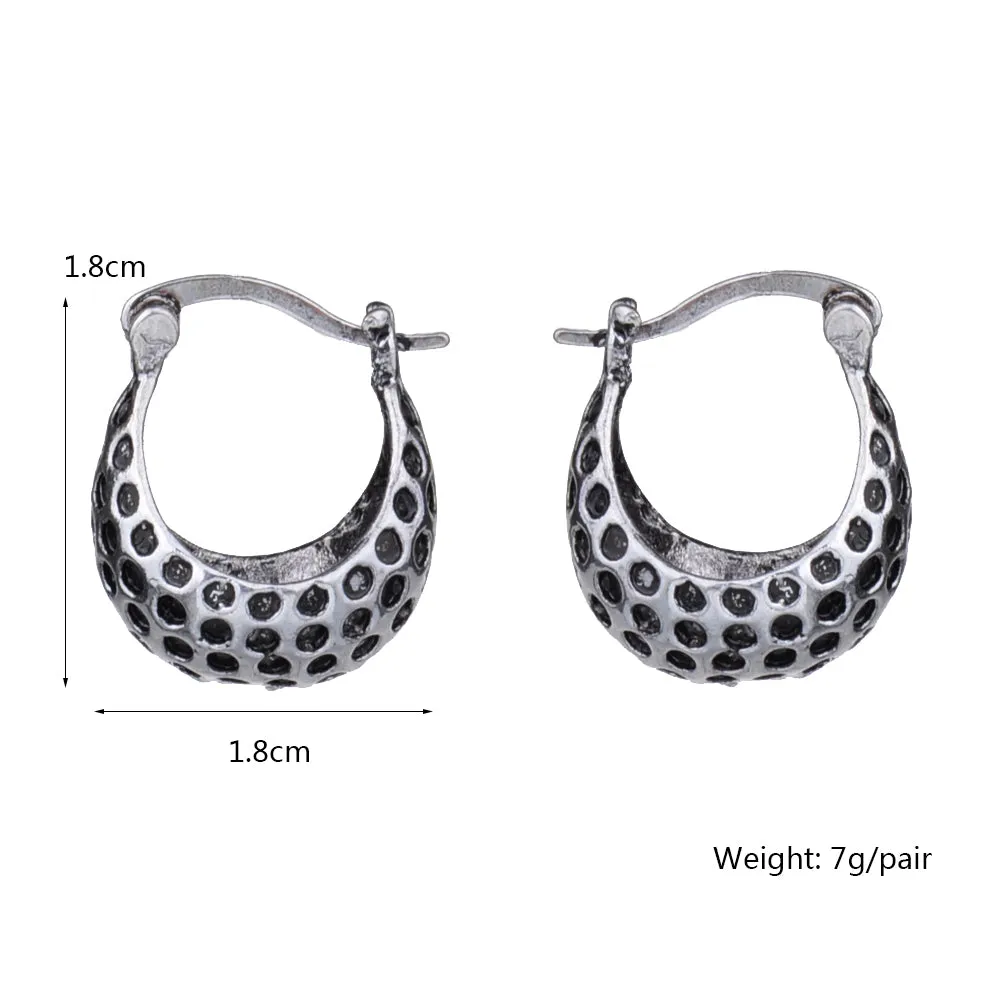 Small Ethnic Vintage Silver Leopard Ball Hoop Earrings