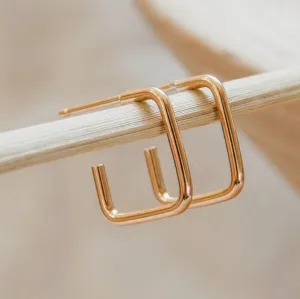 Square Hoop Stud Earrings