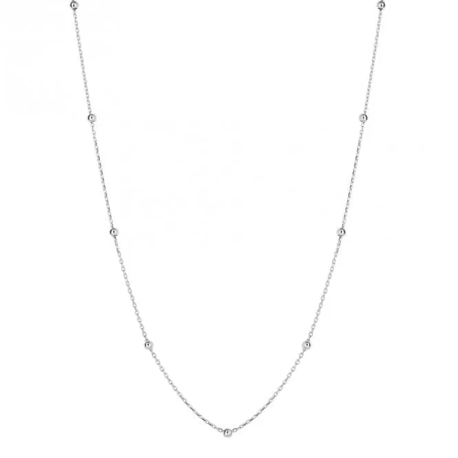 Station Ball Chain 9ct White Gold Necklace GN380