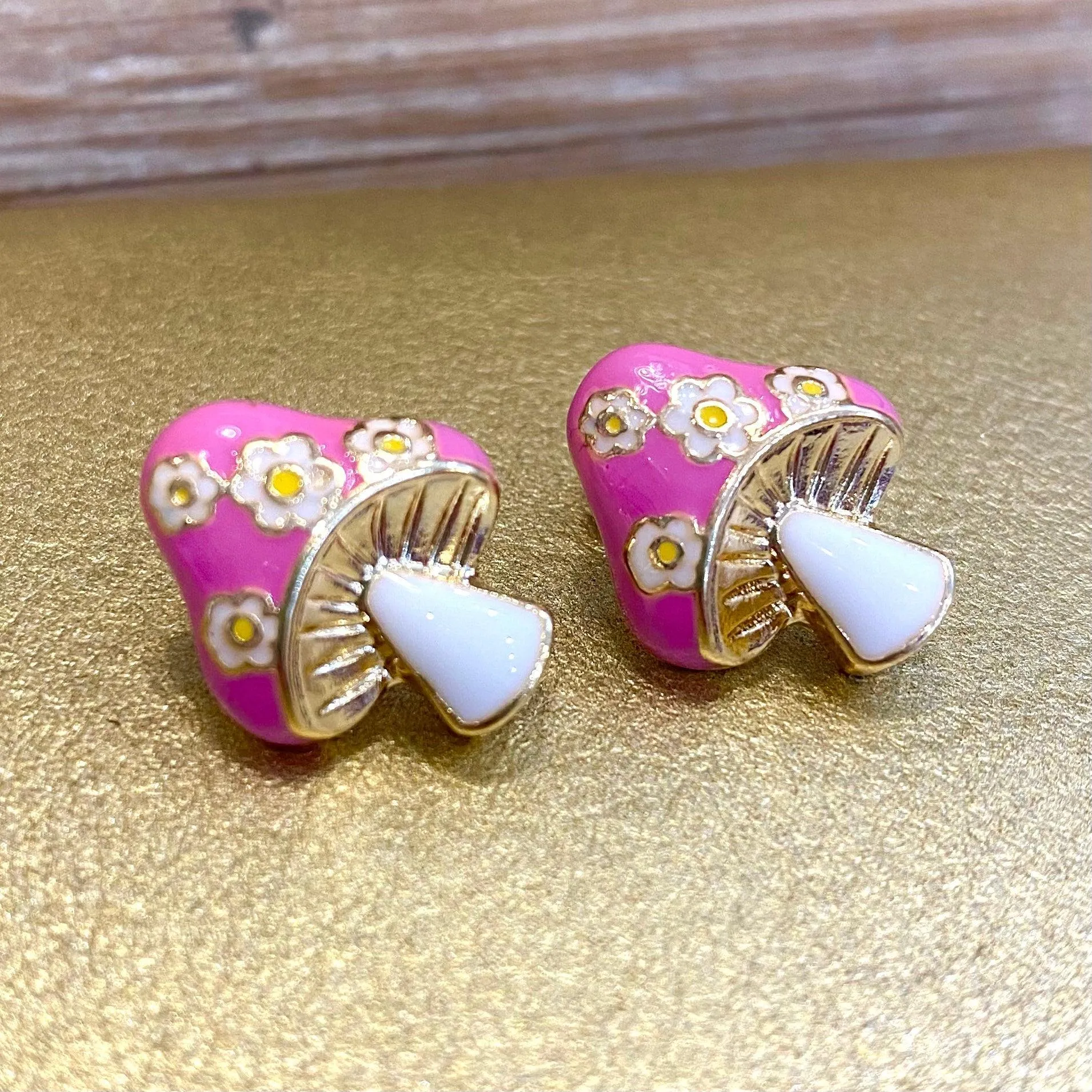 Stay Stylish Mushroom with Flower Stud Earrings