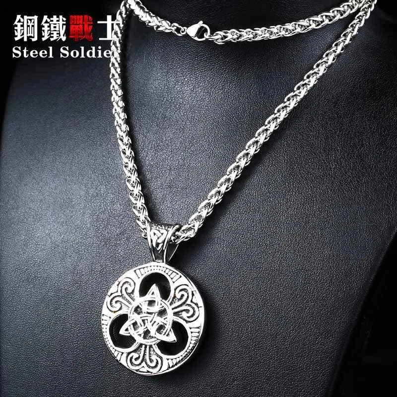 steel soldier viking pendant necklace Nordic stainless steel men fashion unique jewelry