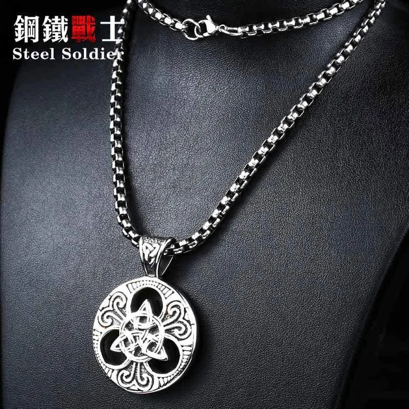 steel soldier viking pendant necklace Nordic stainless steel men fashion unique jewelry