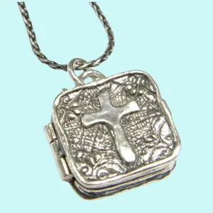 Sterling Silver Necklace Cross Locket for woman