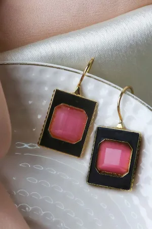 Stylish Black-Pink Hoop Earrings