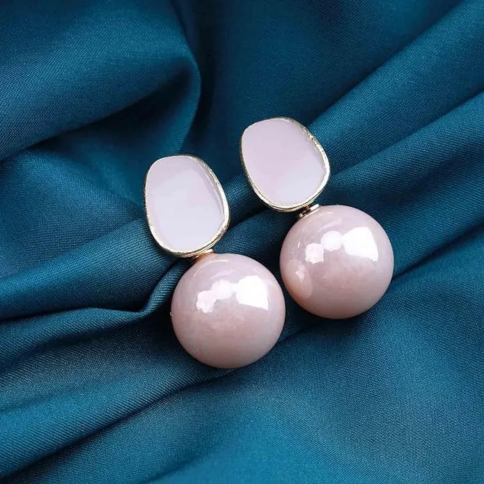 Stylish Pink Pearl Earrings: Korean & Western Fusion, Perfect for Parties