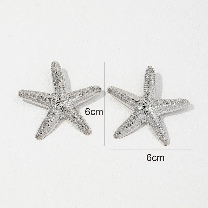 Stylish Starfish Shape Metal Stud Earrings for Women - Vienna Verve Collection