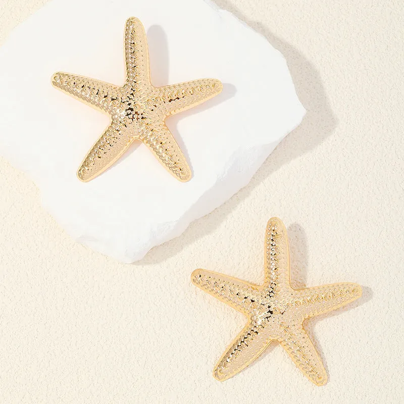 Stylish Starfish Shape Metal Stud Earrings for Women - Vienna Verve Collection