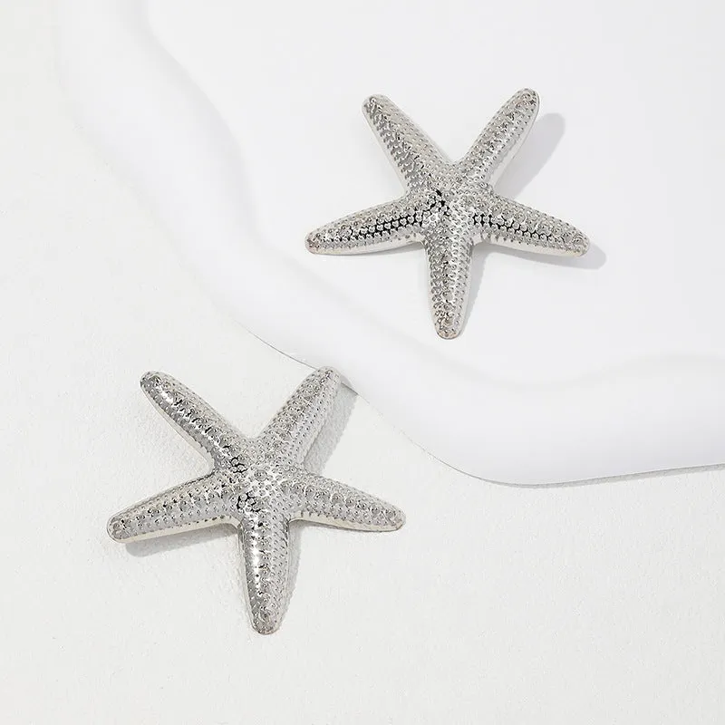 Stylish Starfish Shape Metal Stud Earrings for Women - Vienna Verve Collection