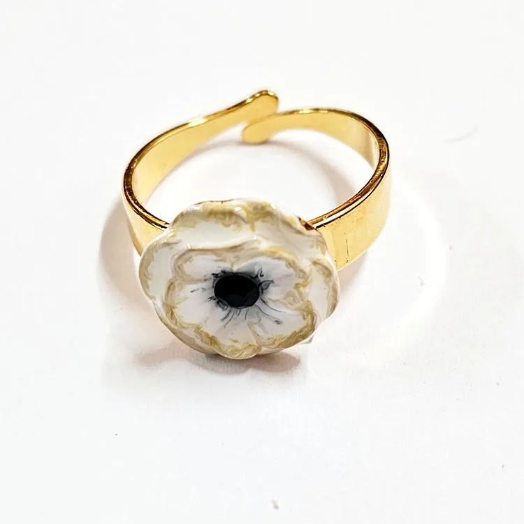 TARATATA ENAMELLED JEWELLERY GOLD WITH WHITE FLOWER