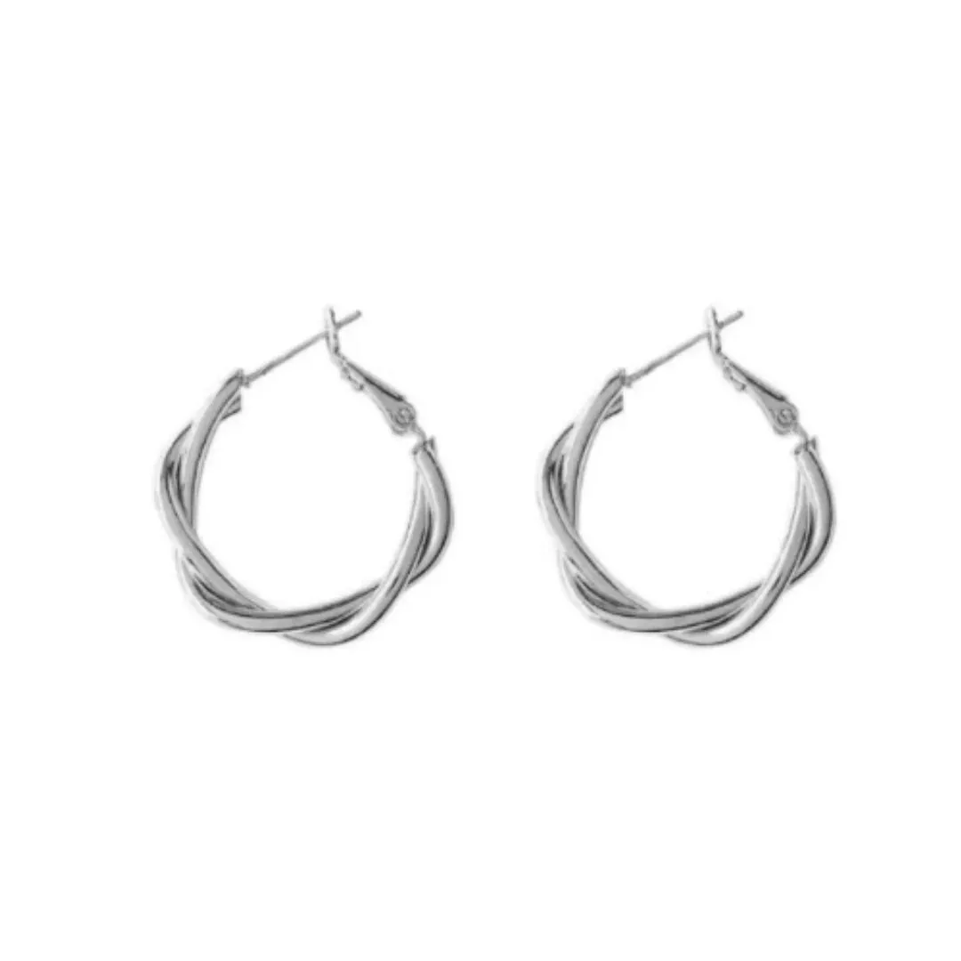 Turn Hoop Earrings-Gold or Silver