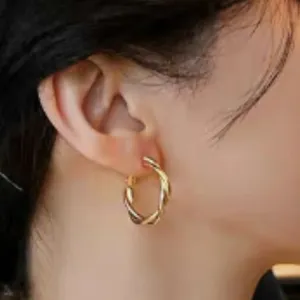 Turn Hoop Earrings-Gold or Silver