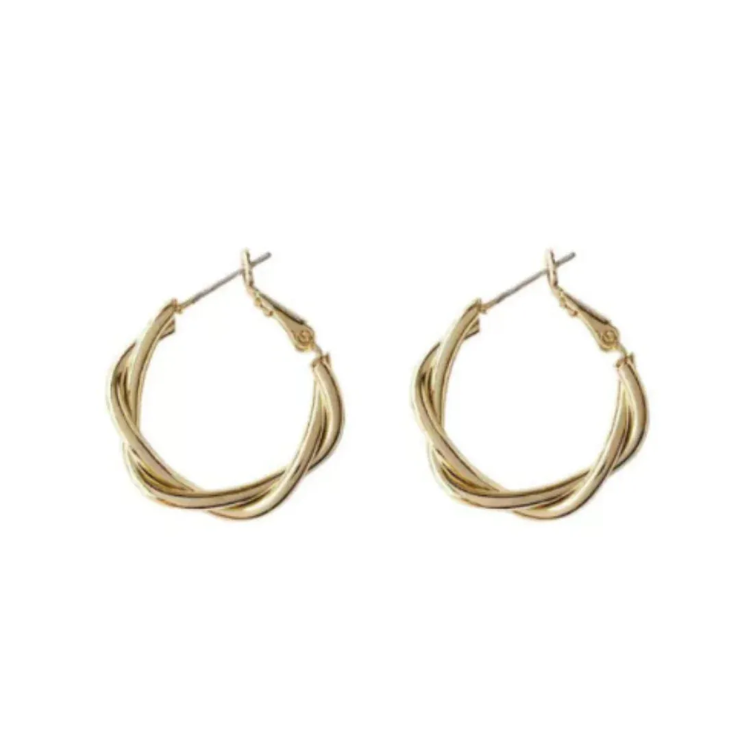 Turn Hoop Earrings-Gold or Silver