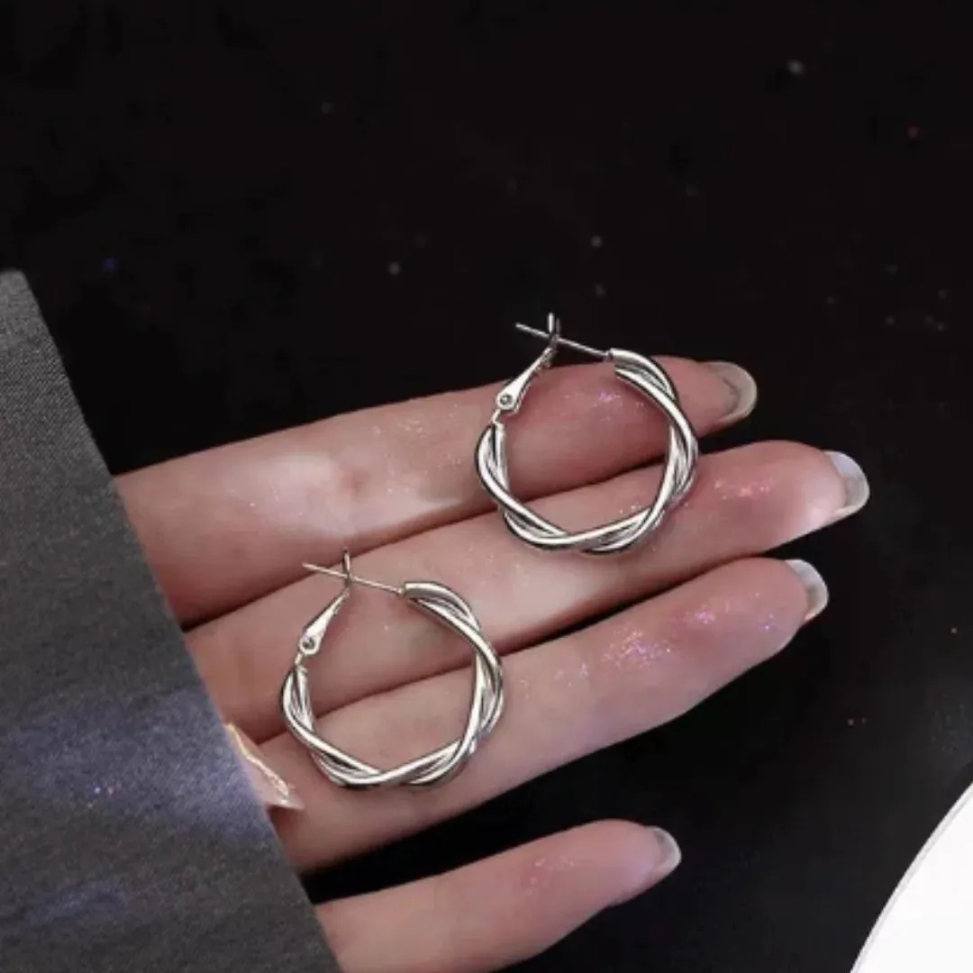 Turn Hoop Earrings-Gold or Silver