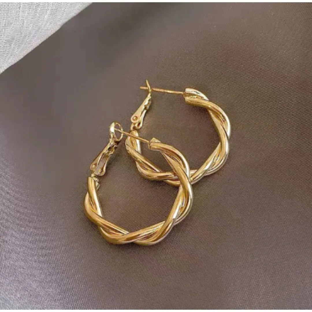 Turn Hoop Earrings-Gold or Silver