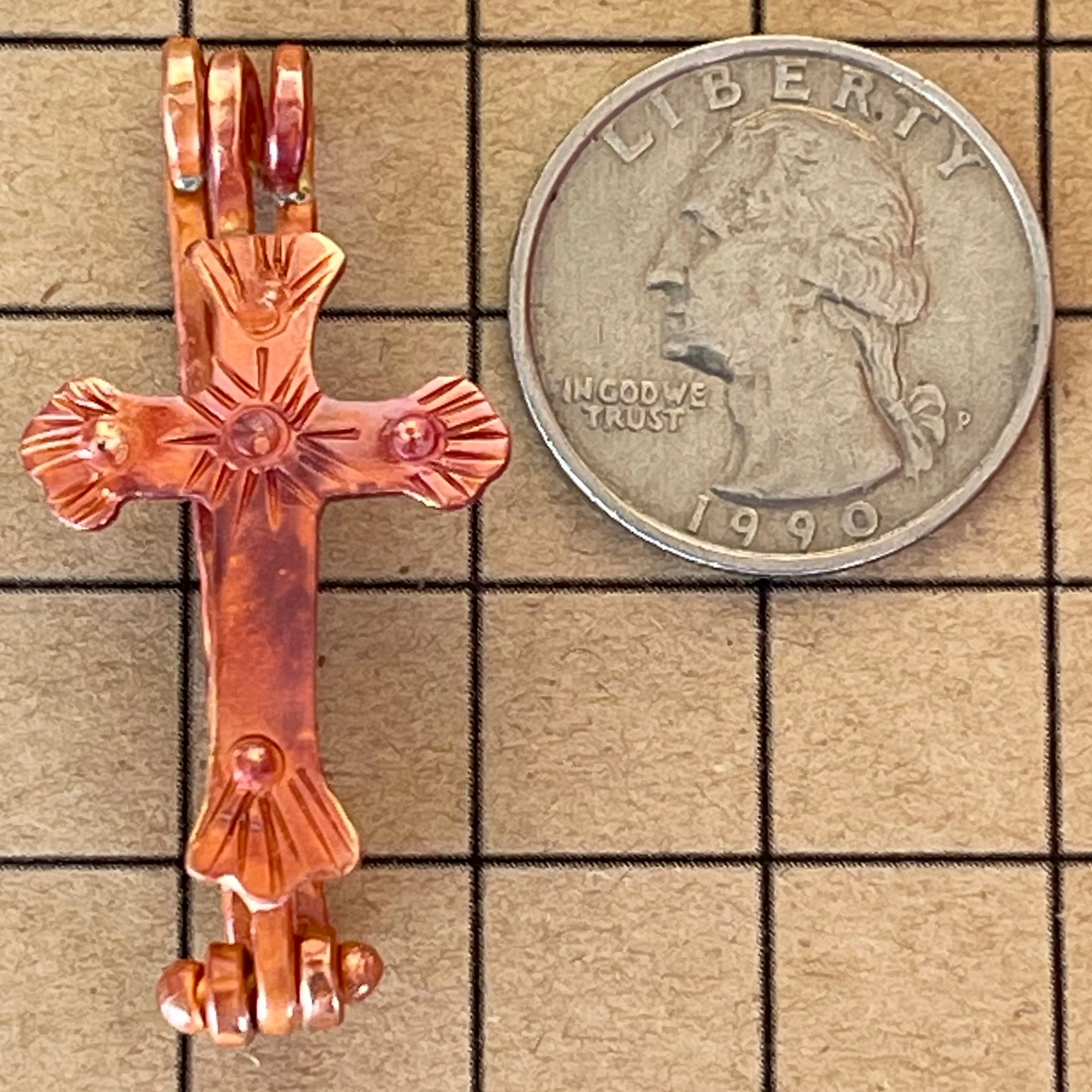 Unique Copper Cross Doughnut Bail for Jewelry