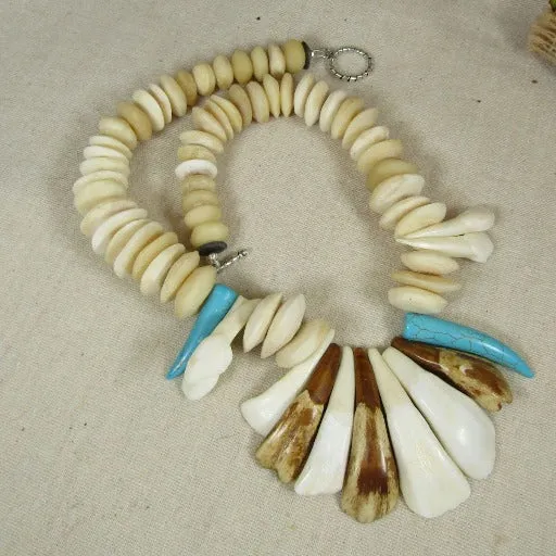 Unique Cream Statement Tusk Necklace