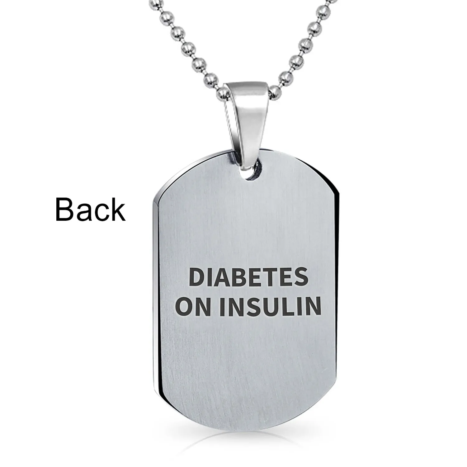 Unisex Medical ID Dog Tag Steel Pendant Necklace for Men 20" Chain