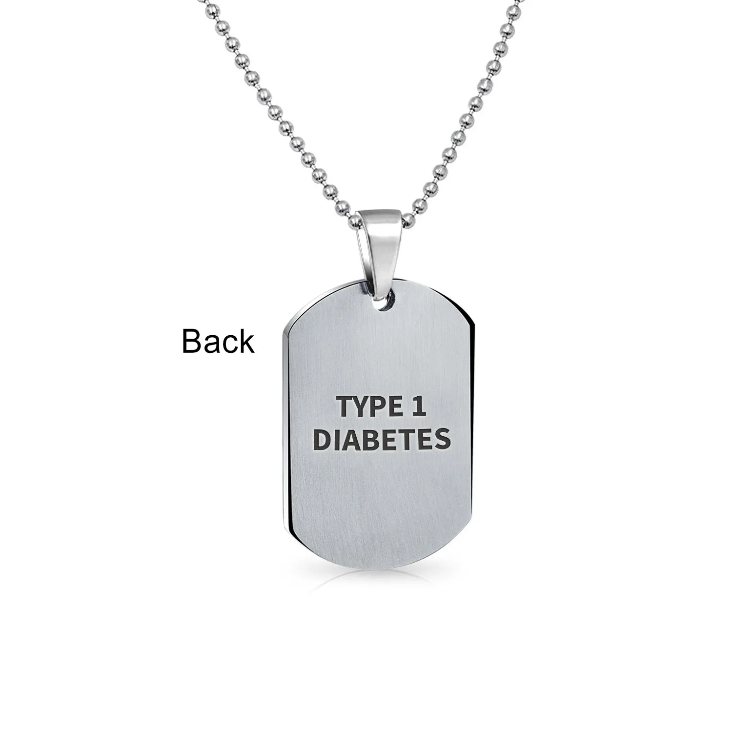 Unisex Medical ID Dog Tag Steel Pendant Necklace for Men 20" Chain