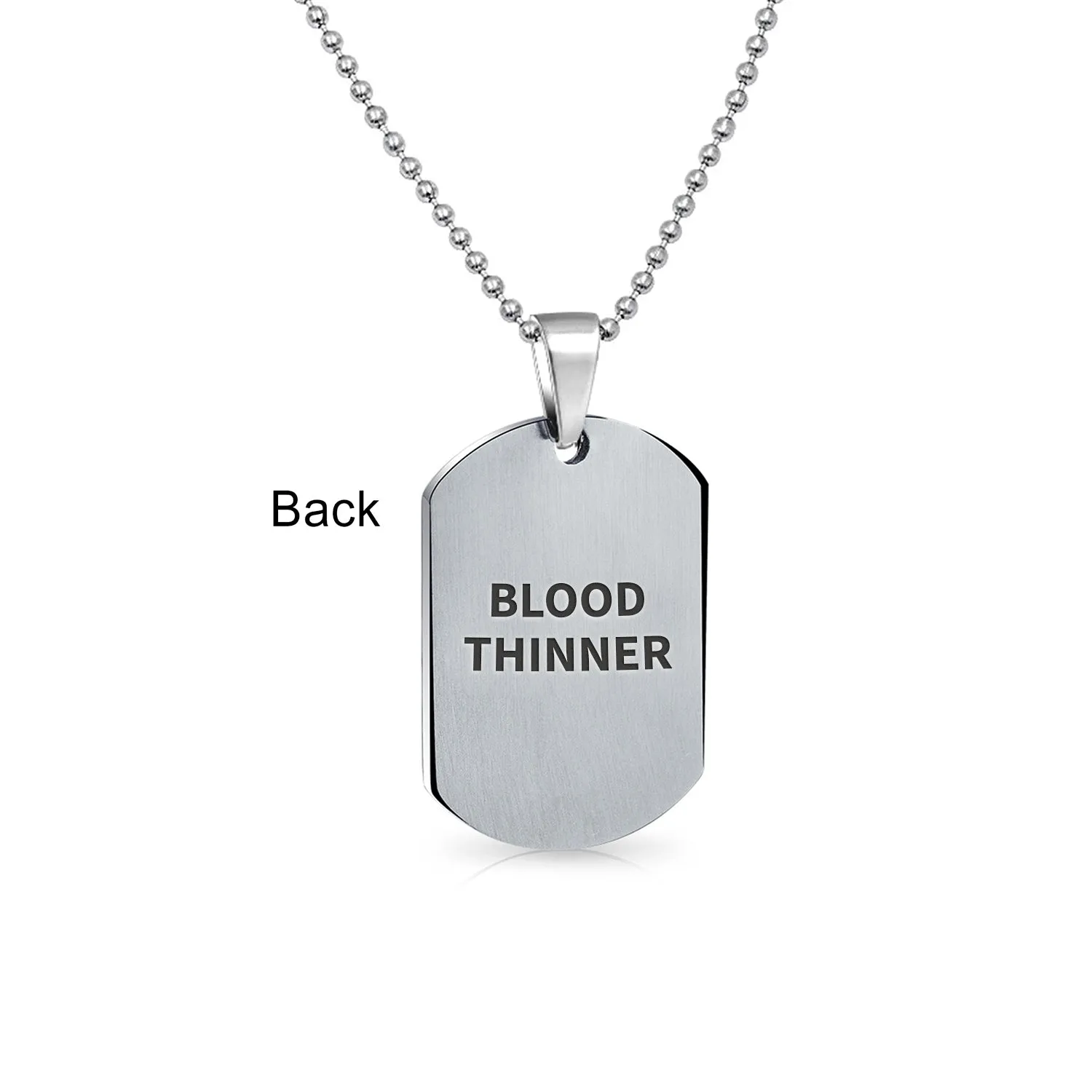 Unisex Medical ID Dog Tag Steel Pendant Necklace for Men 20" Chain