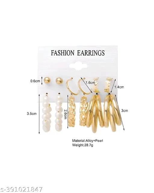 Vembley Stylish Gold-Plated Earring Combo for Women & Girls