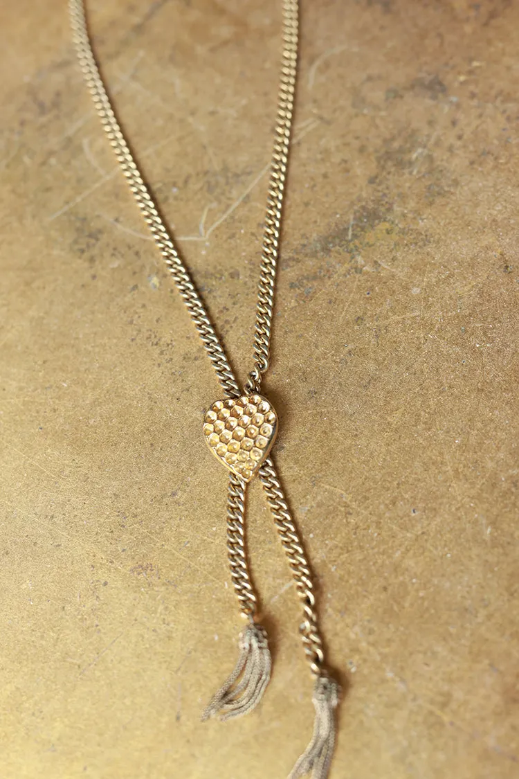 Vintage Gold Heart Bolo Style Necklace