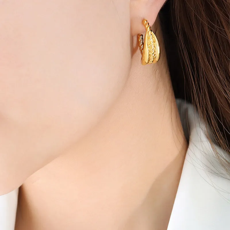 Wheat Ear Geometric Brass C-Shaped Earrings for Stylish Women