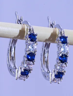 Women's Zircon Hoop Earrings Fine Jewelry Classic Precious Stylish Simple Earrings